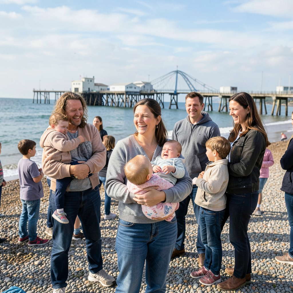 Brighton parents campaign for six weeks paid paternity leave on beach